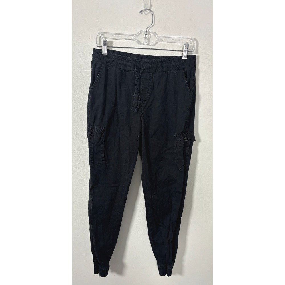 Heir Loom Women's Large Black Cargo-Style Jogger Pants Pockets Drawstring Waist